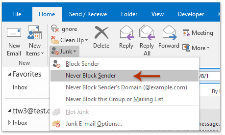 Never Block Sender
